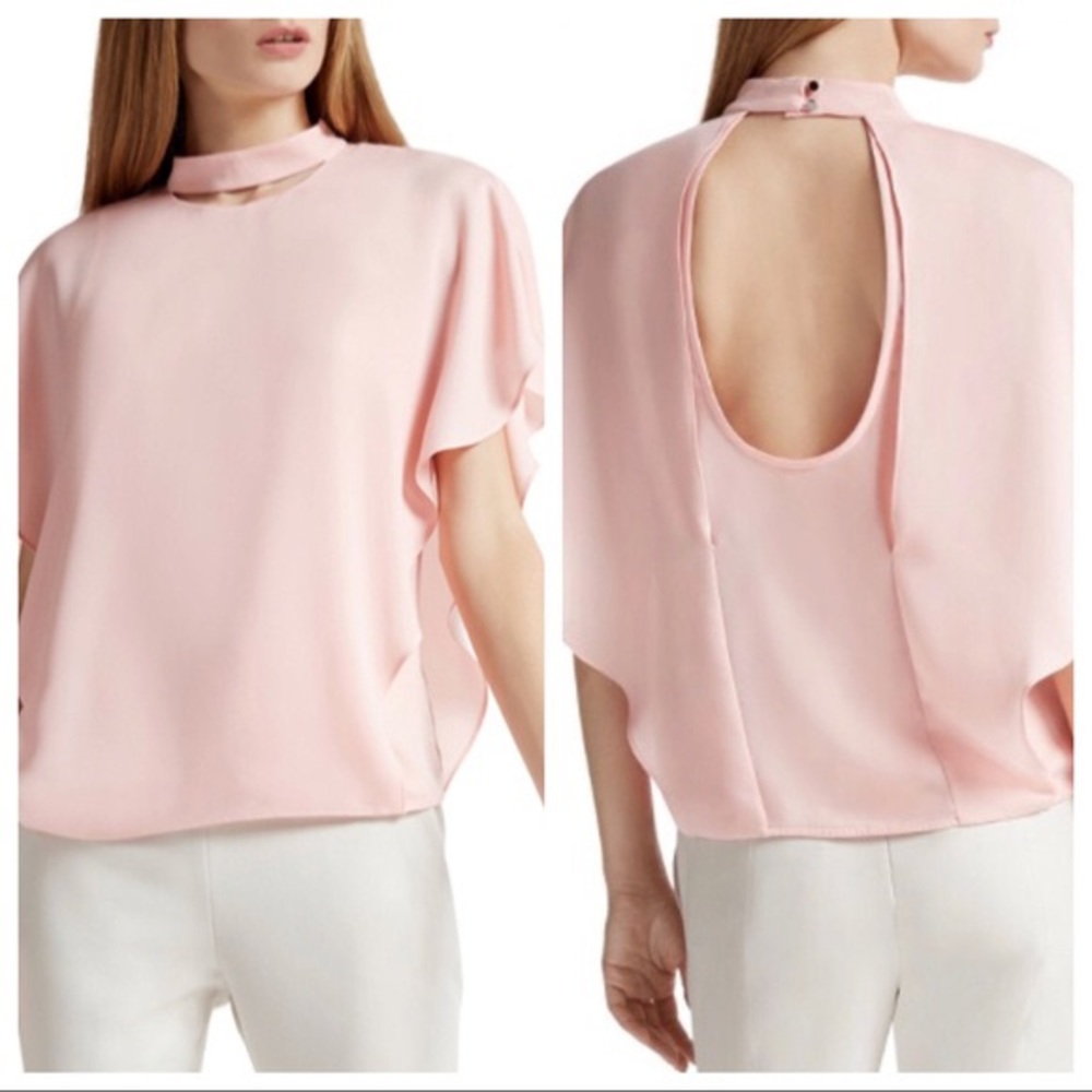 Halston Heritage Blush Pink shortsleeved blouse.